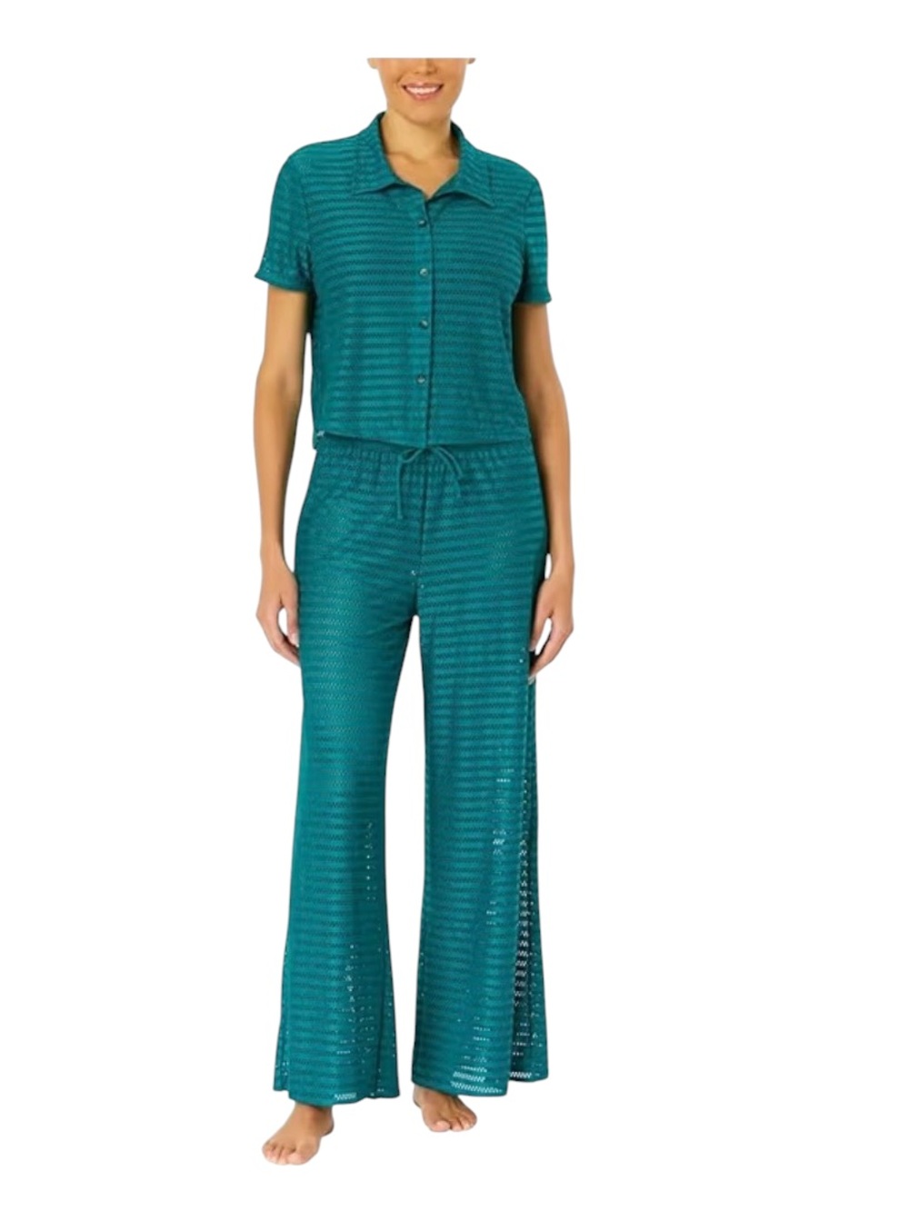 Hurley | 2-Pc. Crochet Swim Cover-Up Set, Short Sleeve Top & Pant